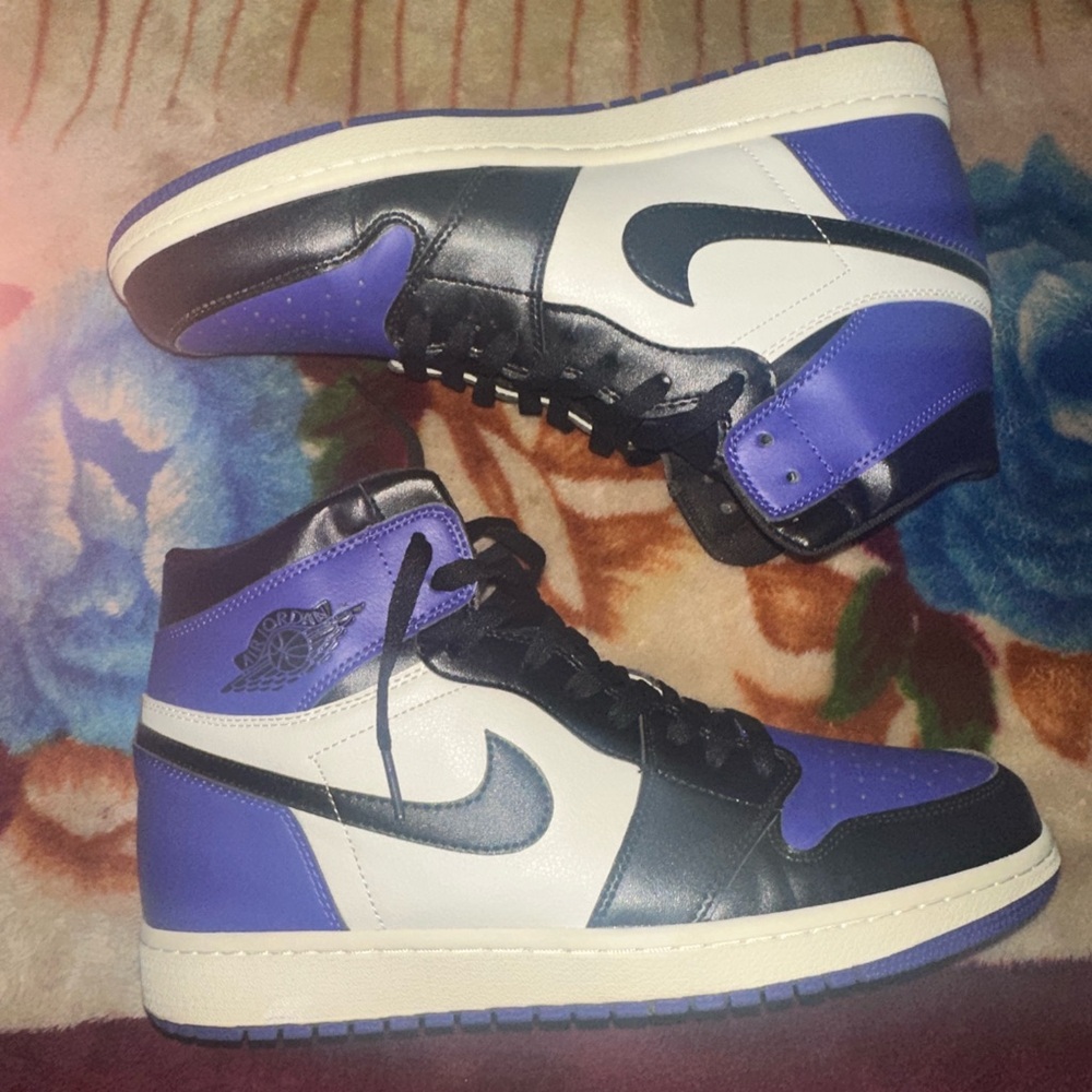 Black and Purple High-Top Sneakers